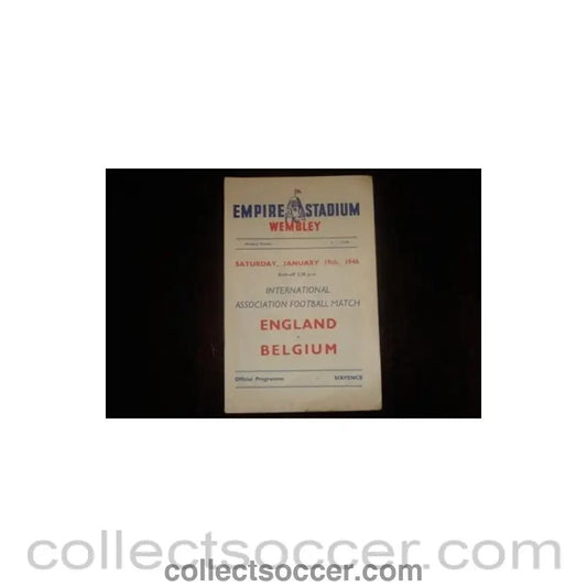 1946 England v Belgium official programme 19/01/1946 - Collect Soccer