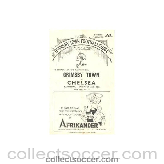1946 - Grimsby Town v Chelsea official programme 21/09/1946 Very Rare!