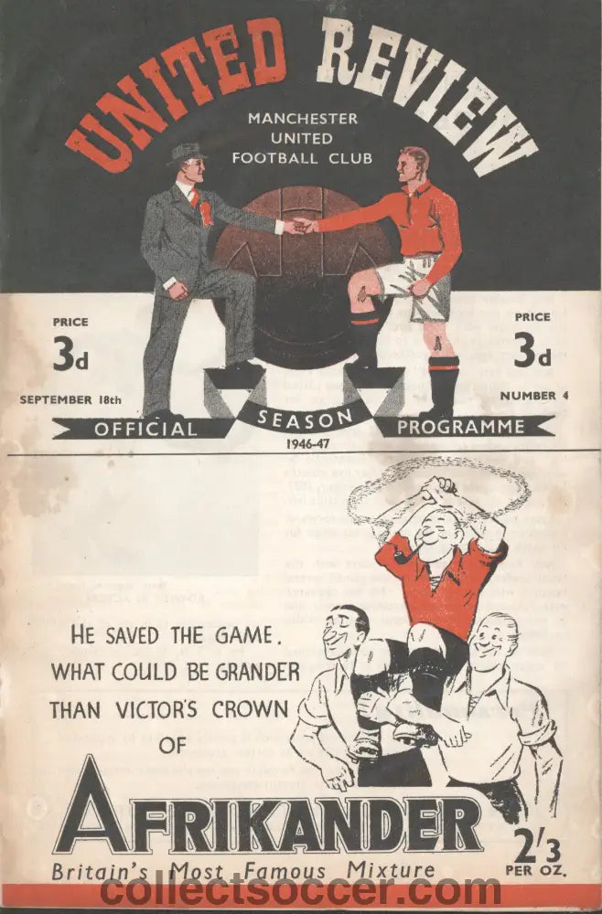 1946 Manchester United v Chelsea Original Programme 18/9/1946