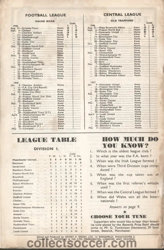 1946 Manchester United v Chelsea Original Programme 18/9/1946
