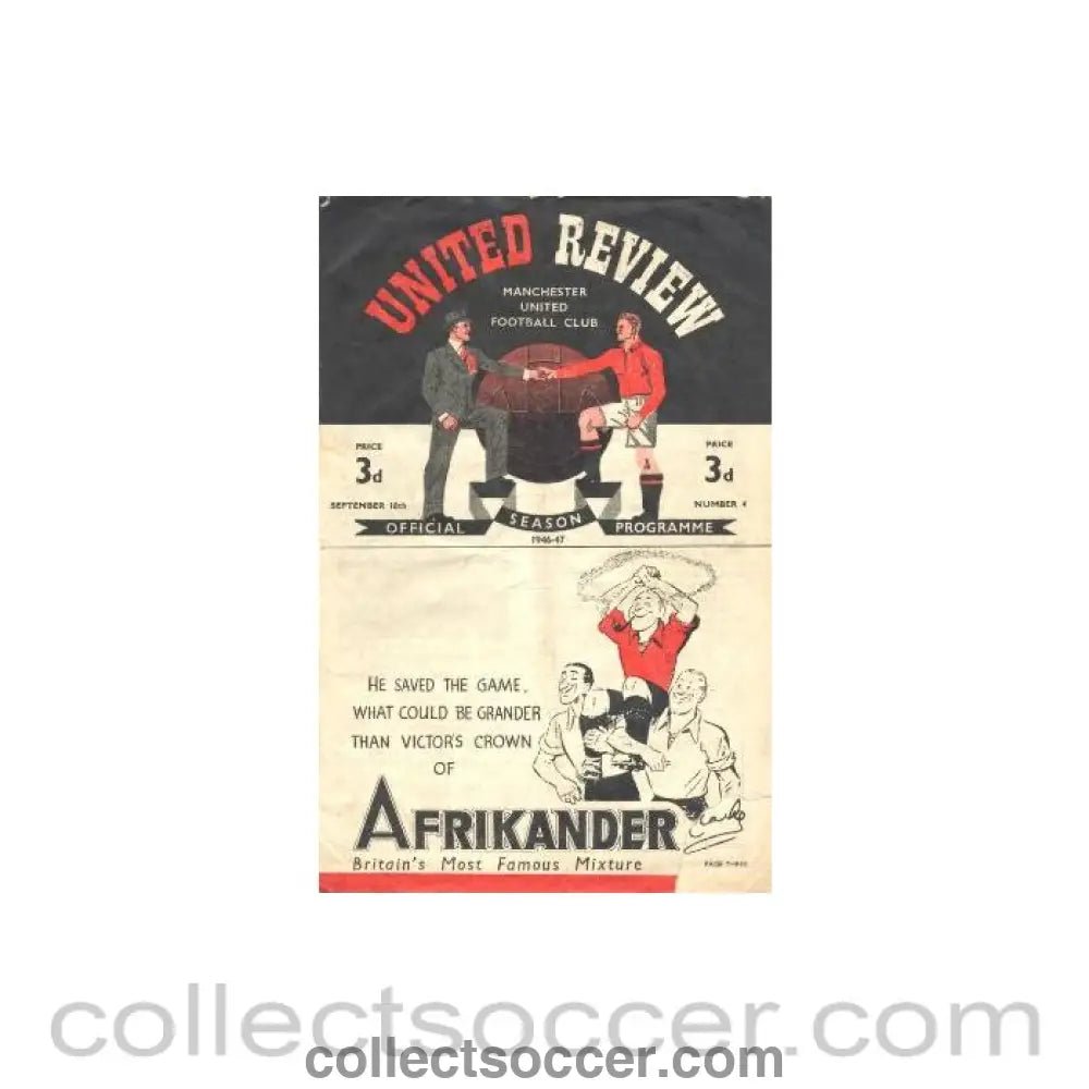 1946 - Manchester United vChelsea official programme 18/09/1946 - Collect Soccer