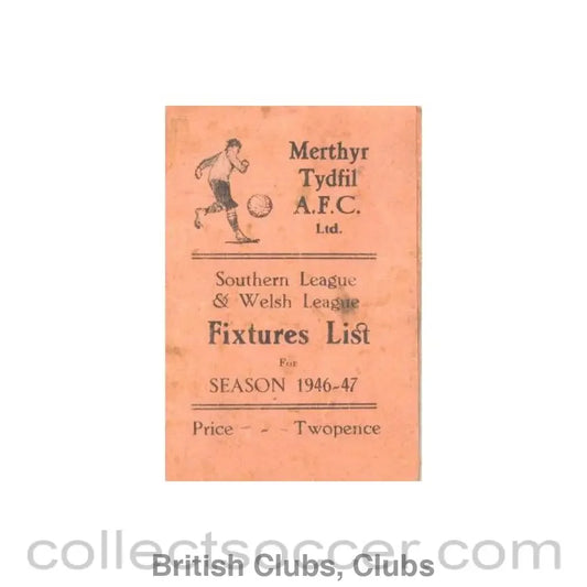 1946 - Merthyr Tydfil fixtures 1946-1947