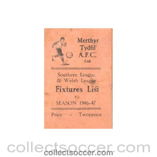1946 - Merthyr Tydfil fixtures 1946-1947 - Collect Soccer