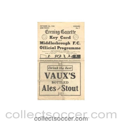 1946 - Middlesbrough vChelsea official programme 05/10/1946 - Collect Soccer