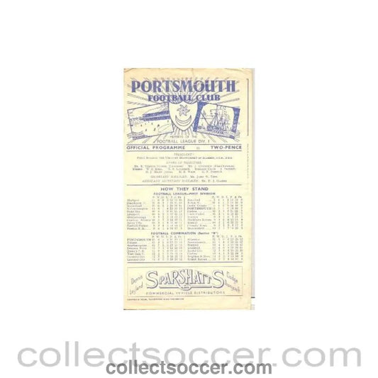 1946 - Portsmouth vChelsea official programme 19/10/1946 - Collect Soccer