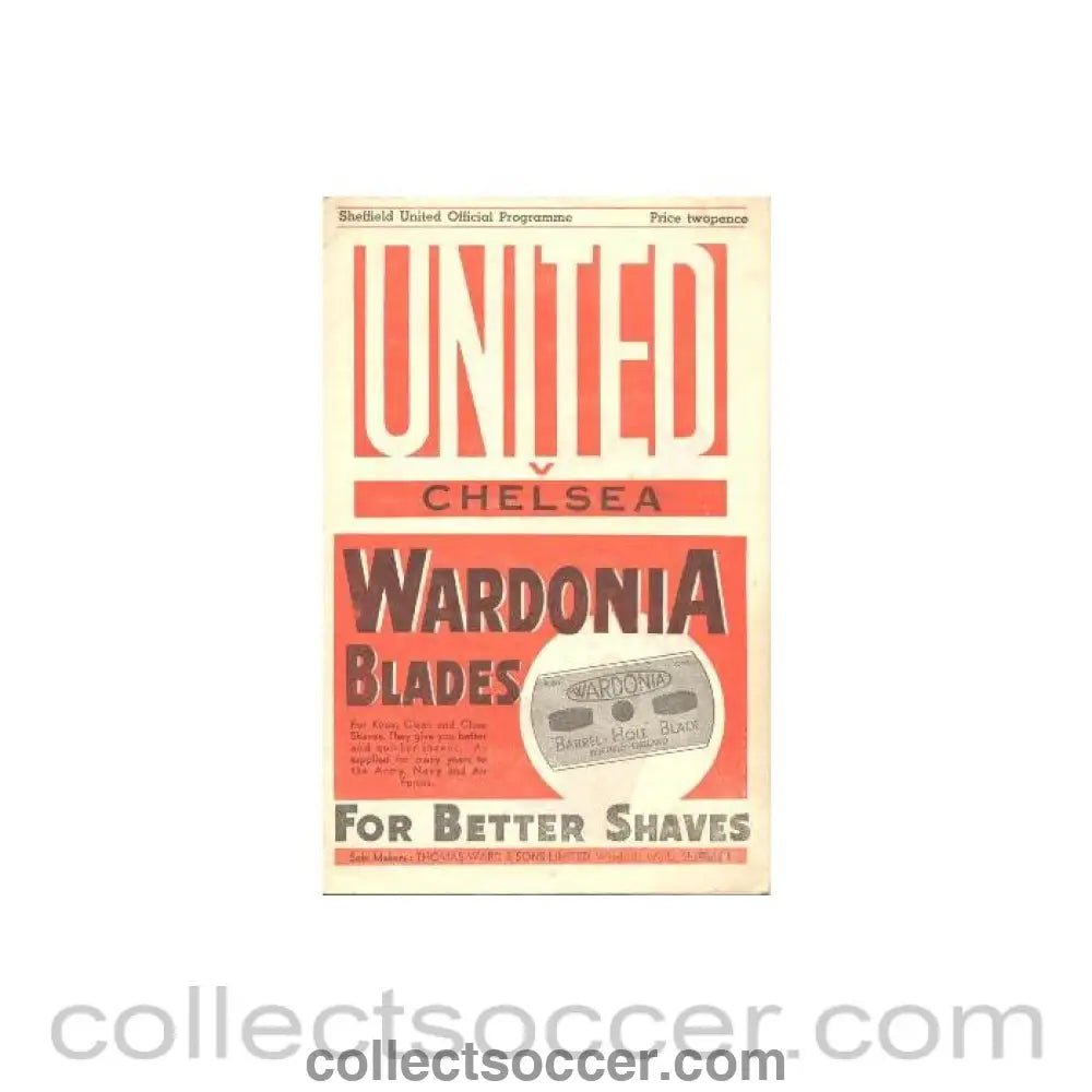 1946 - Sheffield United vChelsea official programme 09/09/1946 - Collect Soccer