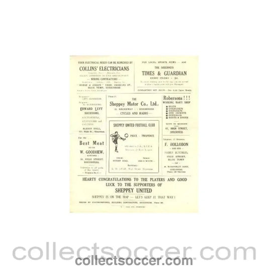 1946 - Sheppey United v Gillingham official programme probably of season 1946 - 47 - Collect Soccer