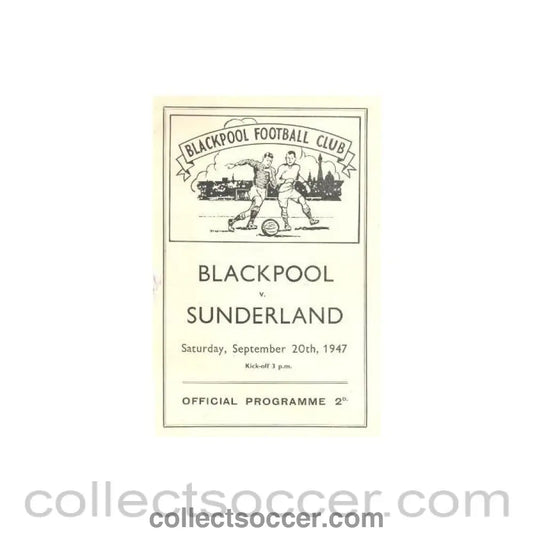 1947 - Blackpool v Sunderland official programme 20/09/1947