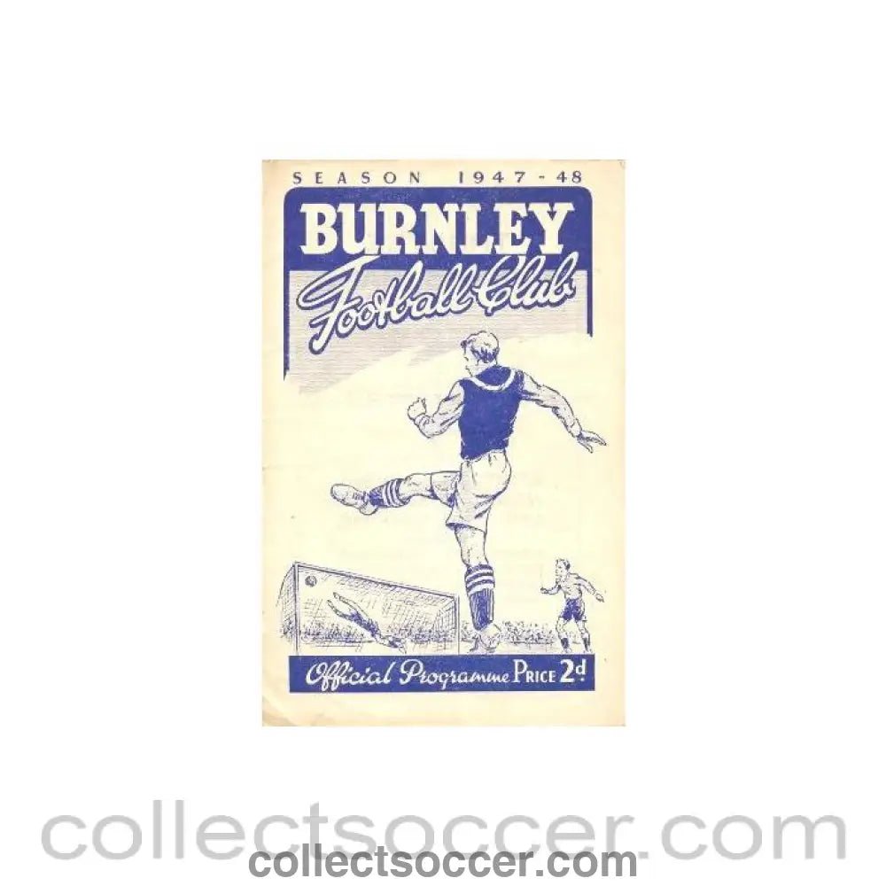 1947 - Burnley v Bolton Wanderers official programme 30/08/1947 - Collect Soccer