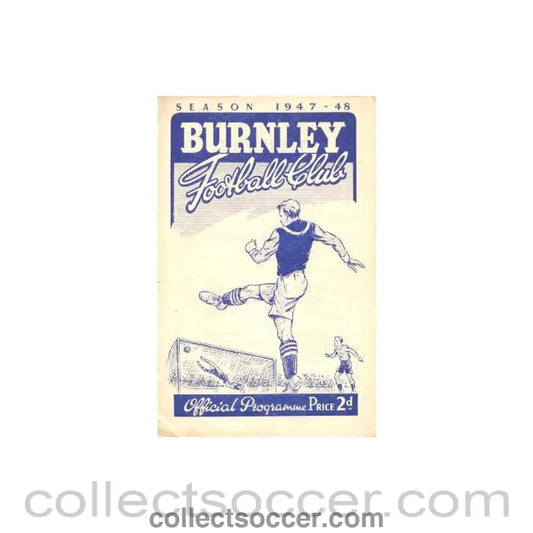 1947 - Burnley v Bolton Wanderers official programme 30/08/1947