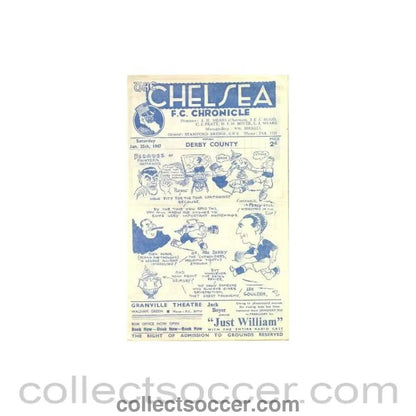 1947 - Chelsea v Derby County official programme 25/01/1947 - Collect Soccer
