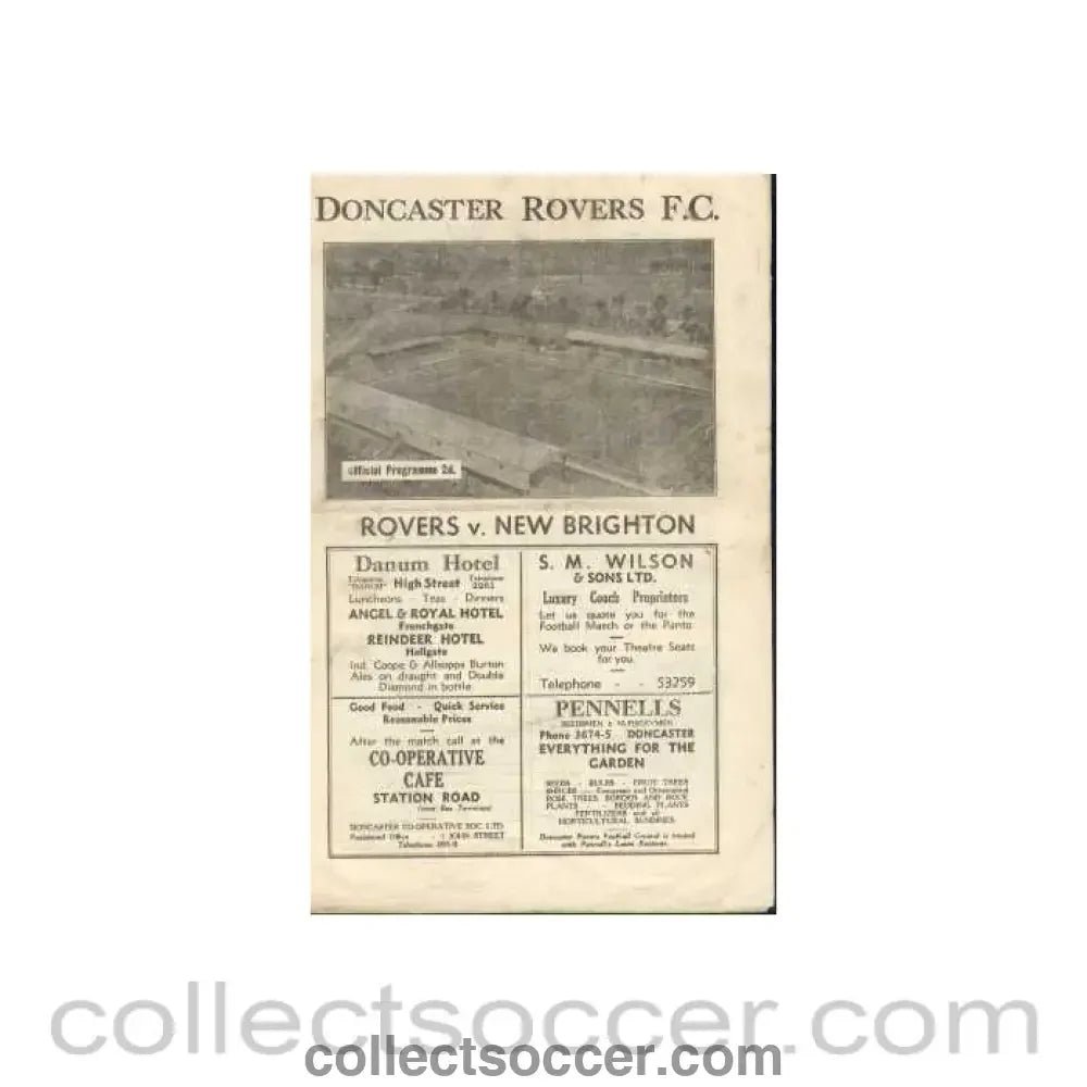 1947 - Doncaster Rovers v New Brighton 1947 programme - Collect Soccer