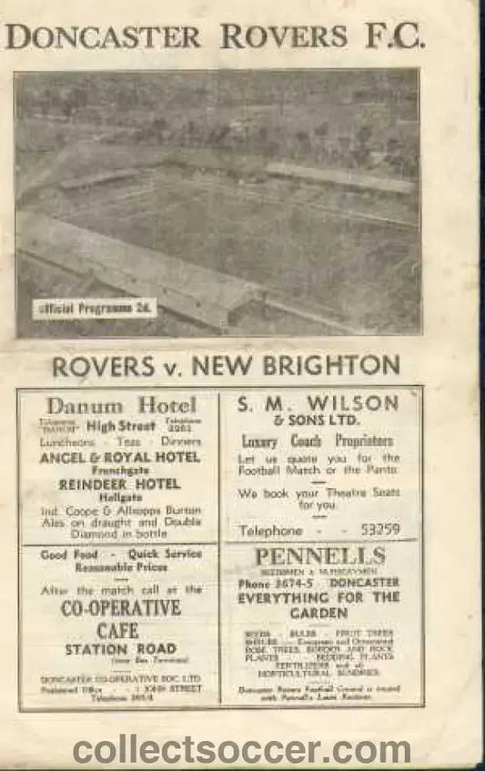 1947 - Doncaster Rovers v New Brighton 1947 programme - Collect Soccer