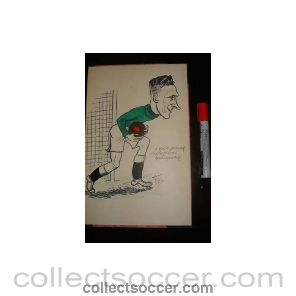 1947 - Ernie Butler - Portsmouth's goalkeeper - Caricature 1947 - Collect Soccer