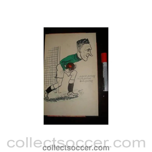 1947 - Ernie Butler - Portsmouth's goalkeeper - Caricature 1947 - Collect Soccer