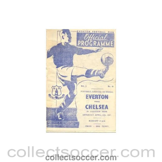 1947 - Everton vChelsea official programme 12/04/1947 - Collect Soccer