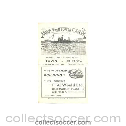 1947 - Grimsby Town v Chelsea official programme 25/12/1947 Very Rare! - Collect Soccer