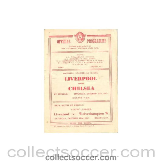 1947 - Liverpool vChelsea official programme 11/10/1947 - Collect Soccer