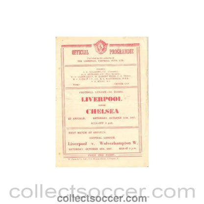 1947 - Liverpool vChelsea official programme 11/10/1947 - Collect Soccer