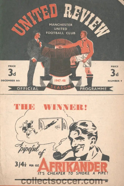 1947 Manchester United v Blackpool Original and Official Programme 6/12/1947