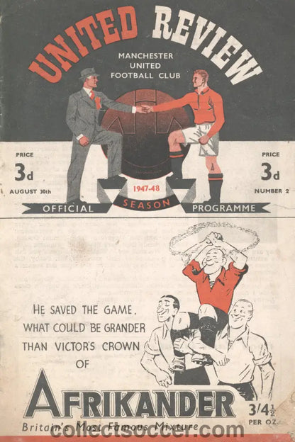 1947 Manchester United v Charlton Athletic Official and Original Programme 30/8/1947