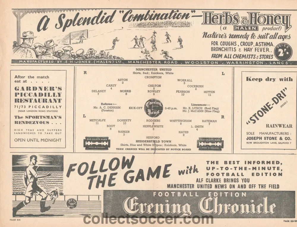 1947 Manchester United v Charlton Athletic Official and Original Programme 30/8/1947