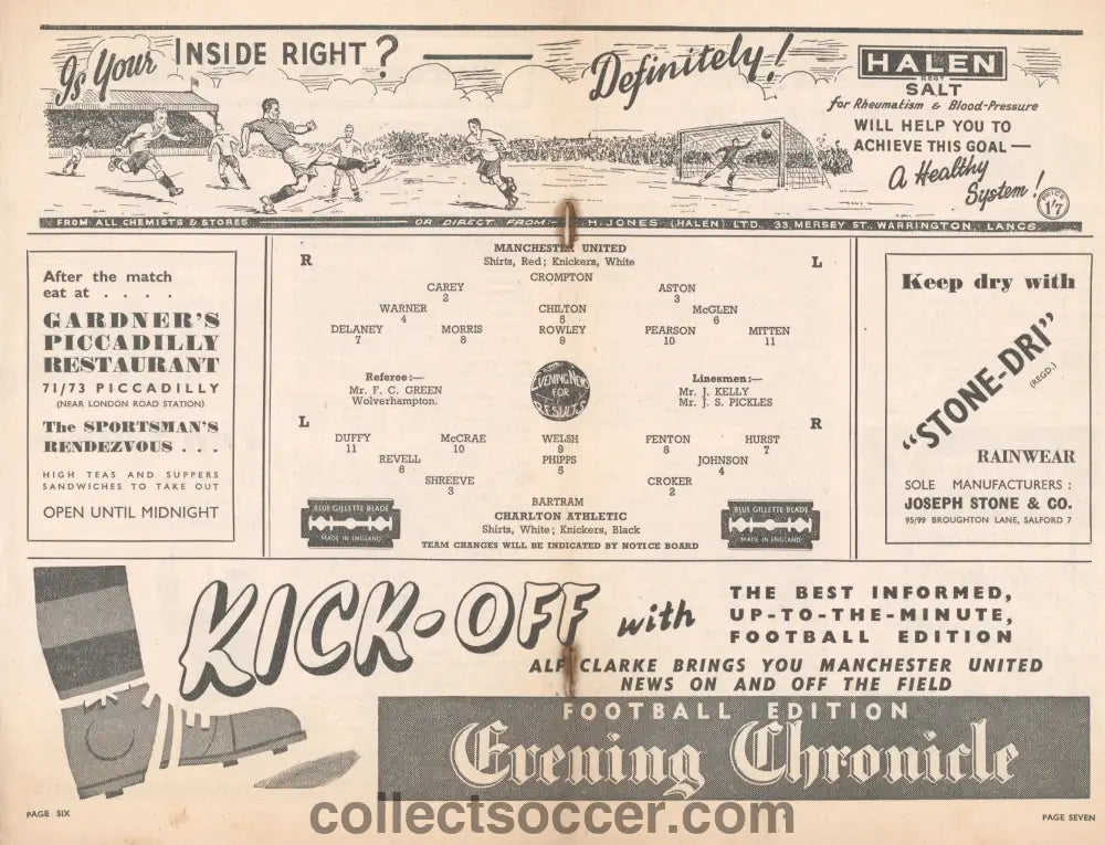 1947 Manchester United v Huddersfield Town Official and Original Programme 8/11/1947