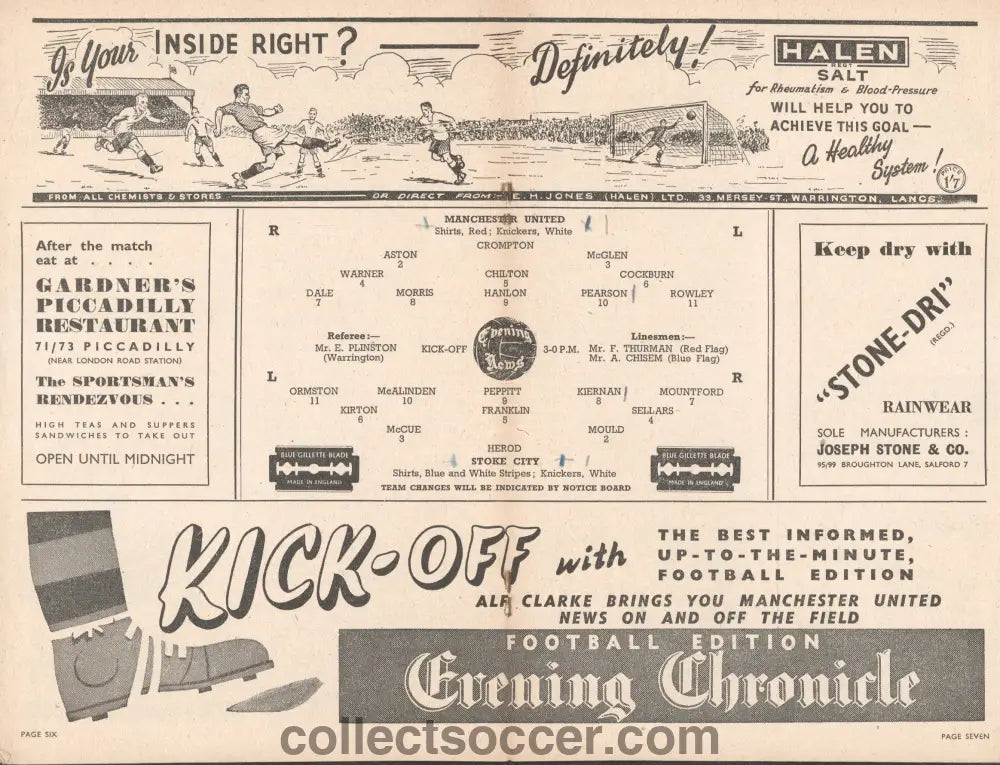 1947 Manchester United v Stoke City Original and Offiical Programme 4/10/1947