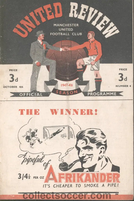 1947 Manchester United v Stoke City Original and Offiical Programme 4/10/1947