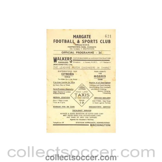 1947 - Margate v Sheppey United official programme 19/04/1947 - Collect Soccer