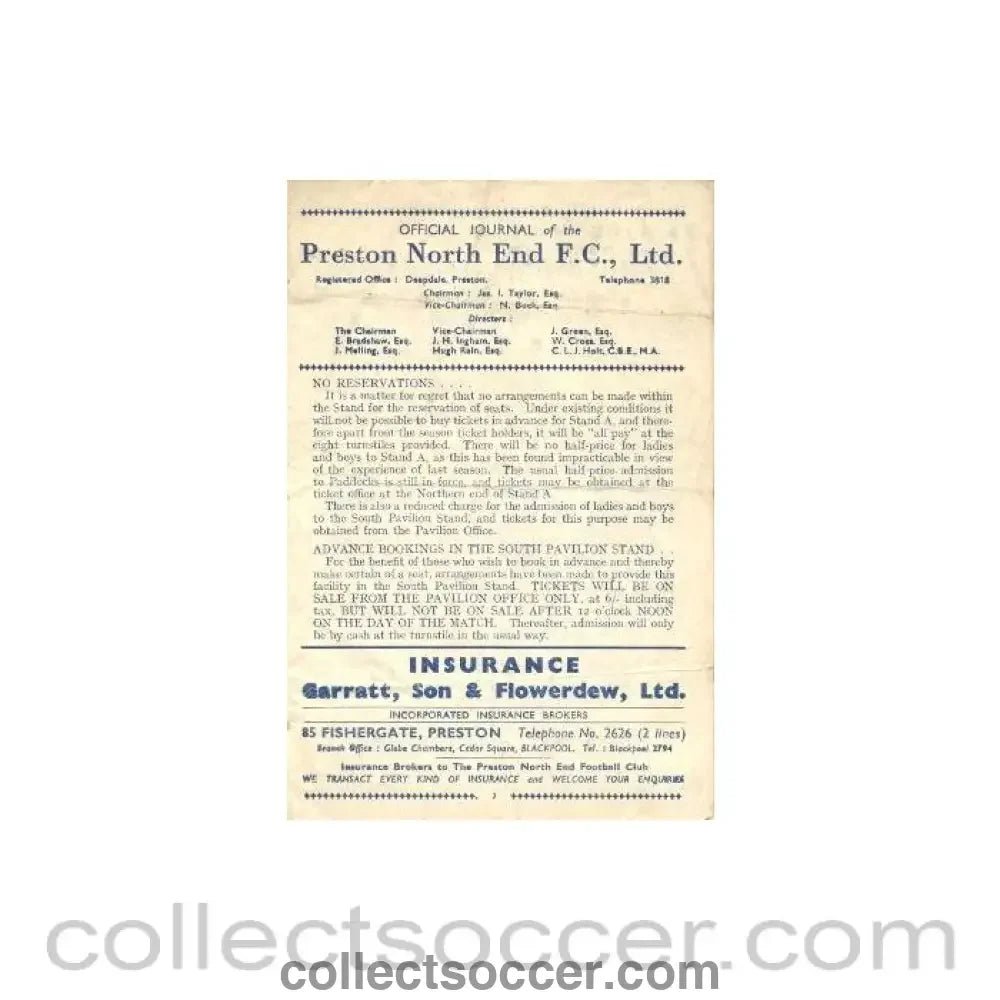 1947 - Preston North End v Middlesbrough official programme 30/08/1947 - Collect Soccer