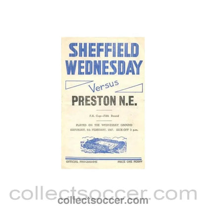1947 - Sheffield Wednesday v Preston North End official programme 08/02/1947 - Collect Soccer