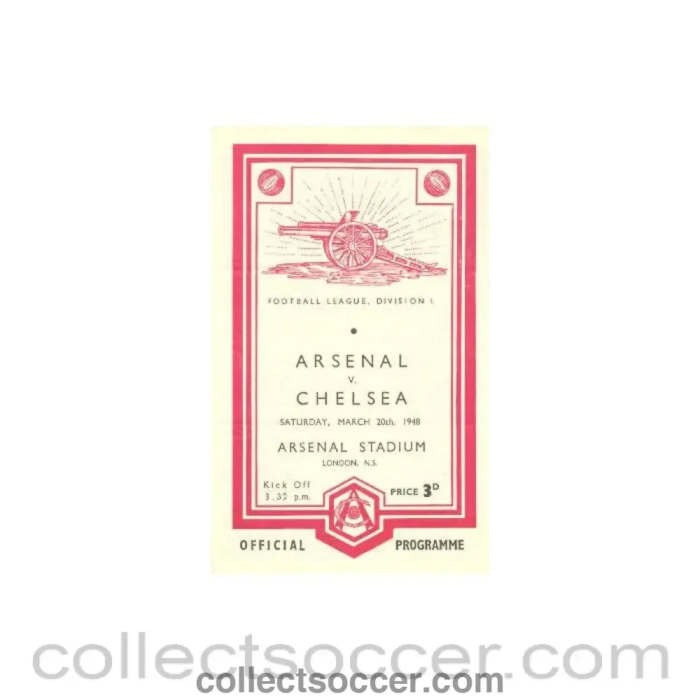 1948 - Arsenal v Chelsea official programme 20/03/1948