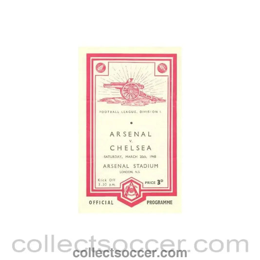 1948 - Arsenal v Chelsea official programme 20/03/1948