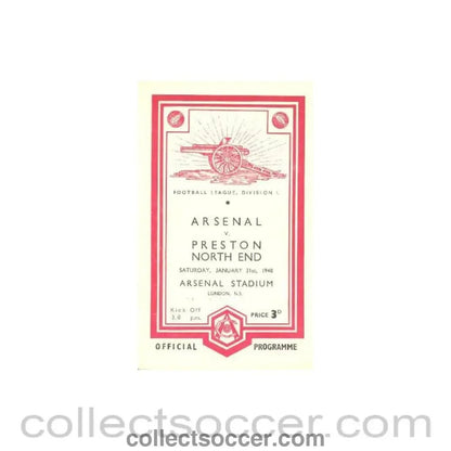 1948 - Arsenal v Preston North End official programme 31/01/1948 Football League - Collect Soccer
