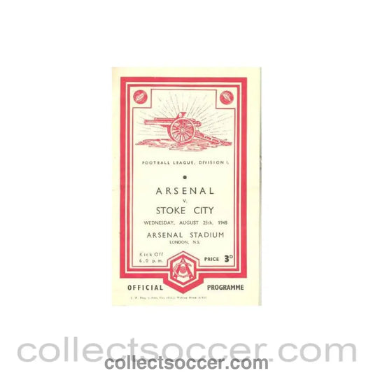 1948 - Arsenal v Stoke City official programme 25/08/1948