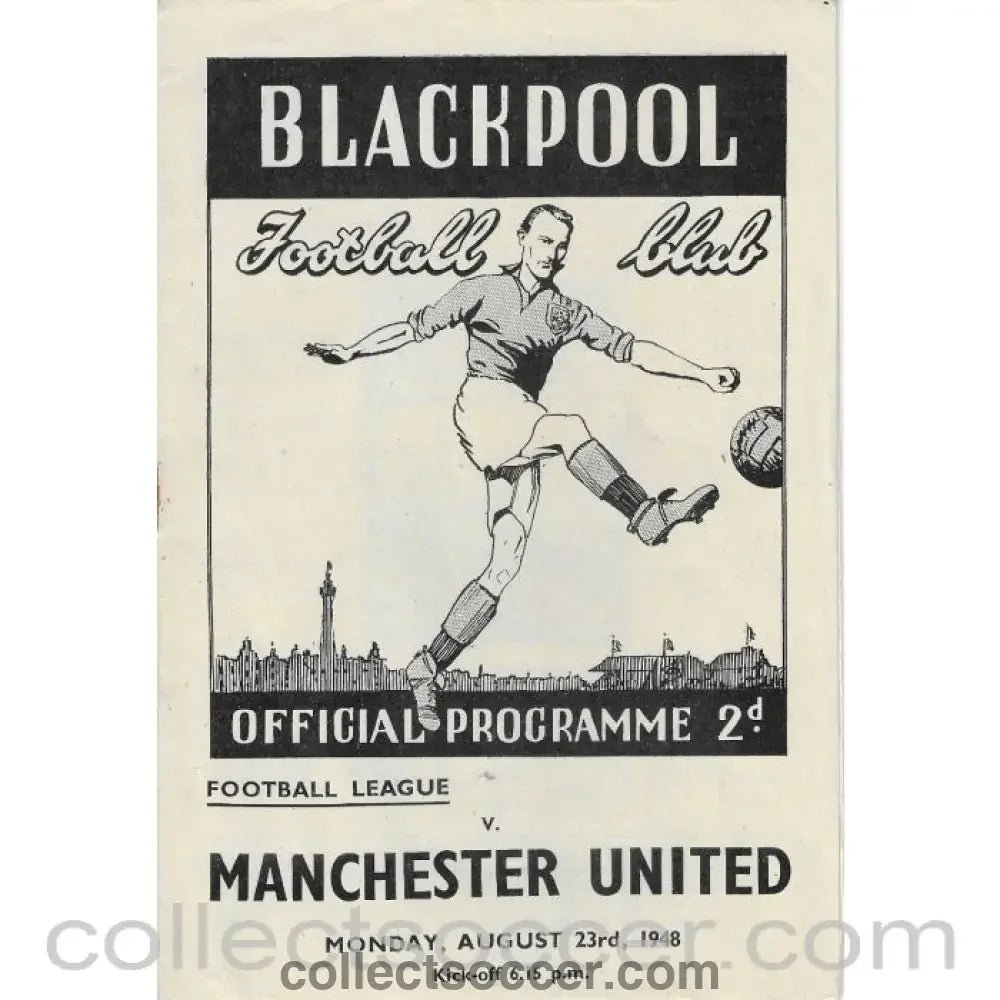 1948 - Blackpool v Manchester United 23/08/1948 Football Programme - Collect Soccer
