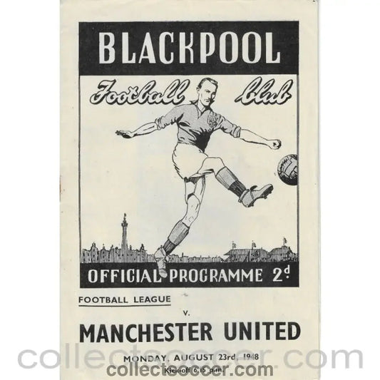 1948 - Blackpool v Manchester United 23/08/1948 Football Programme - Collect Soccer