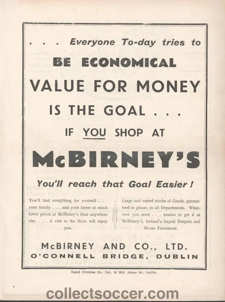 1948 Bohemians v Arsenal Programme in Very Good Condition.