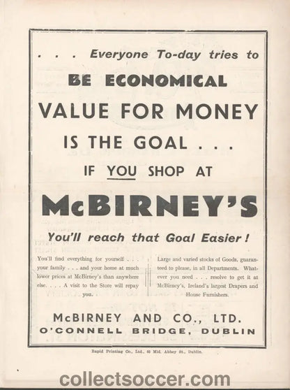 1948 Bohemians v Arsenal Programme in Very Good Condition.