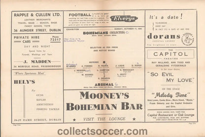 1948 Bohemians v Arsenal Programme in Very Good Condition.