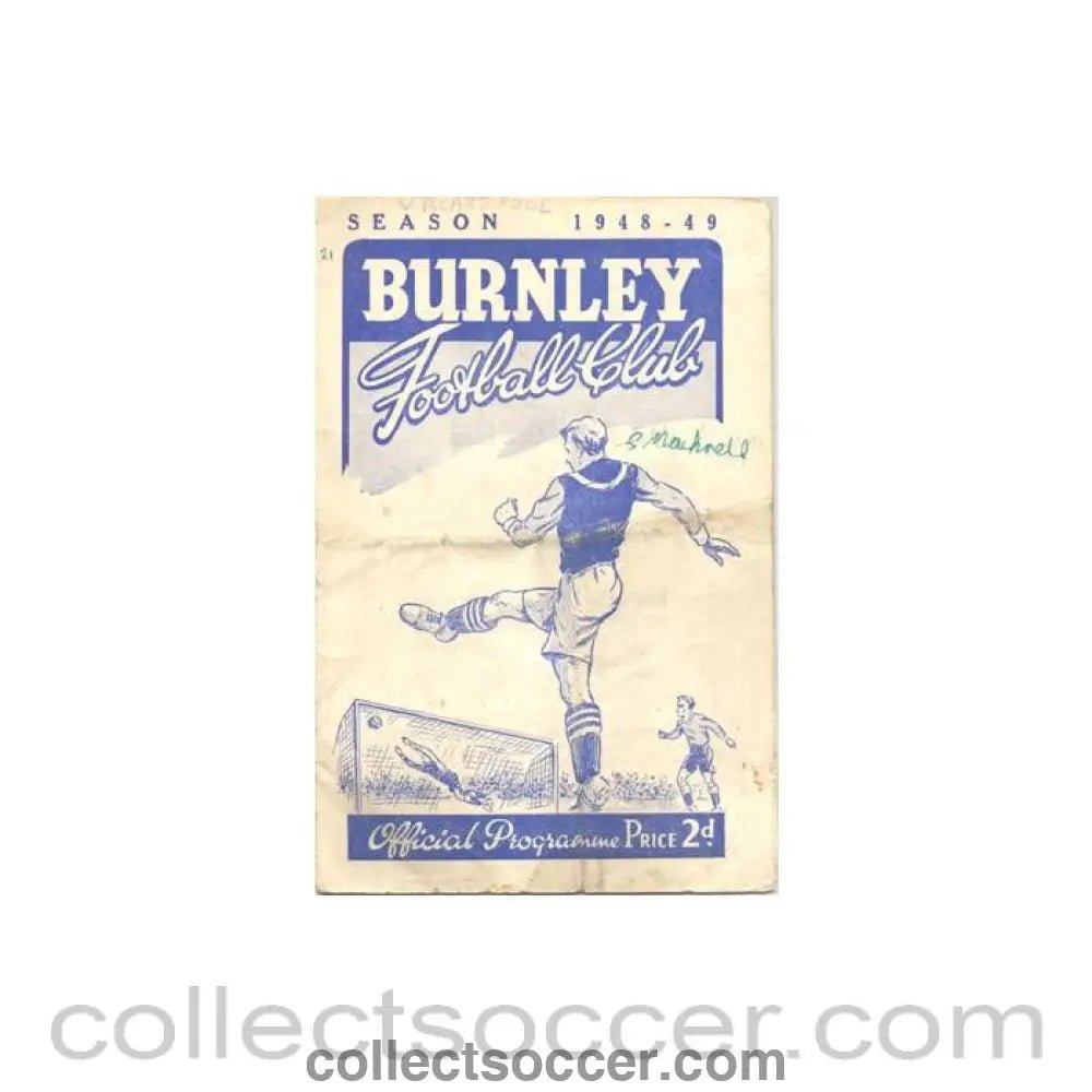 1948 - Burnley v Blackpool official programme 11/12/1948 Football League - Collect Soccer