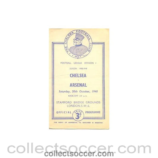 1948 - Chelsea v Arsenal official programme 30/10/1948