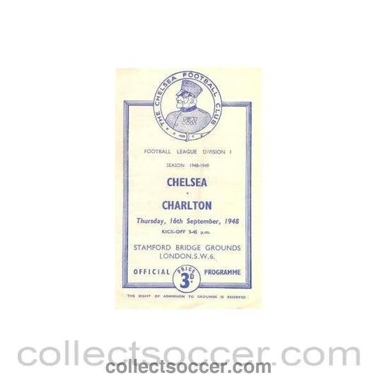 1948 - Chelsea v Charlton official programme 16/09/1948