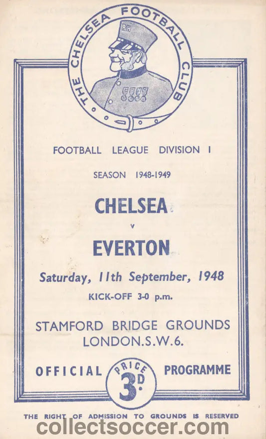 1948 Chelsea v Everton Official Programme 11/9/1948