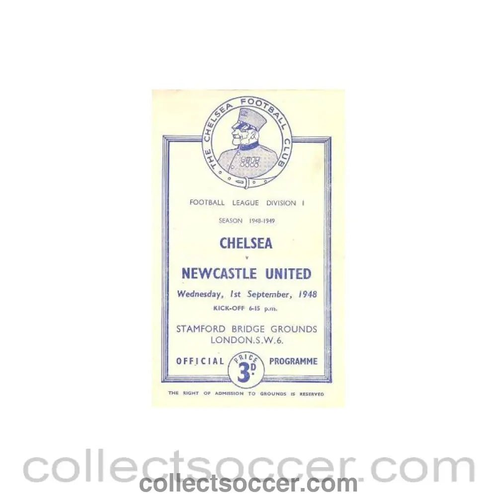 1948 - Chelsea v Newcastle United official programme 01/09/1948 - Collect Soccer