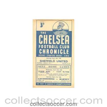 1948 - Chelsea v Sheffield United official programme 10/04/1948 - Collect Soccer