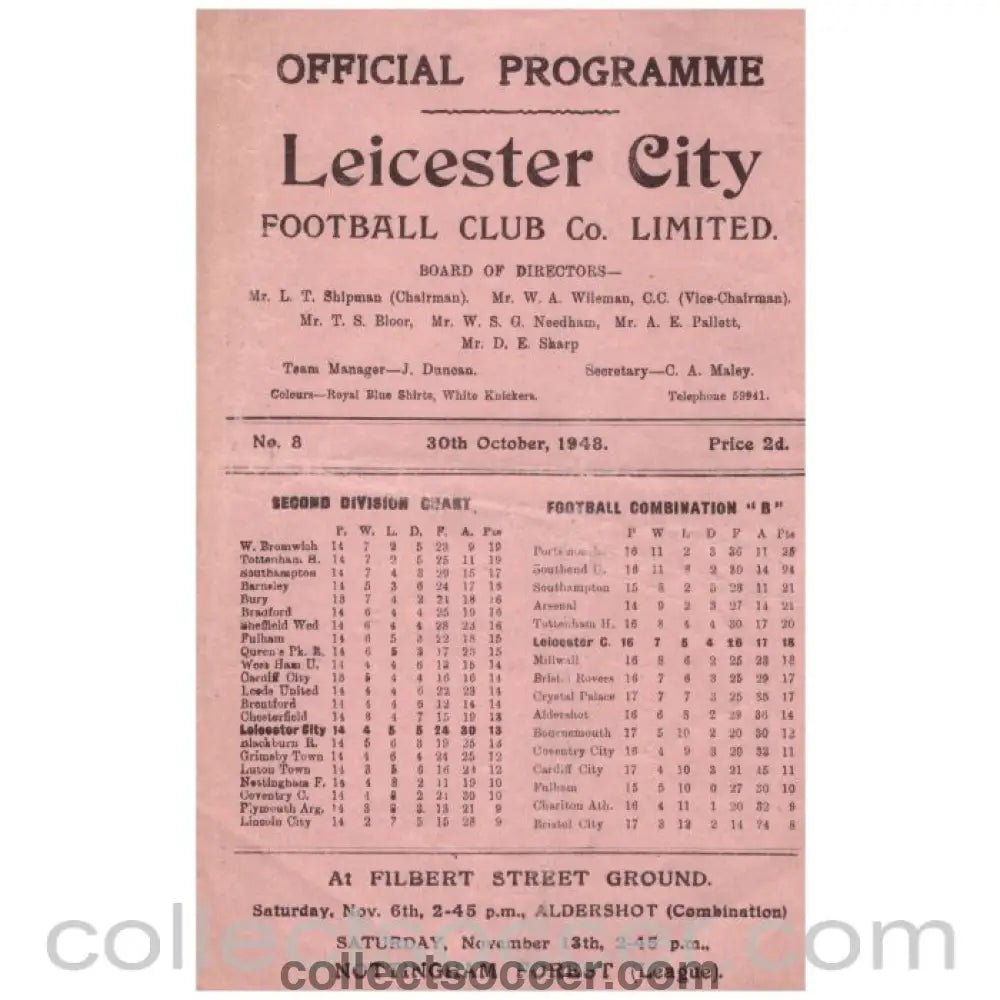 1948 Leicester City V Barnsley Football Programme - Collect Soccer