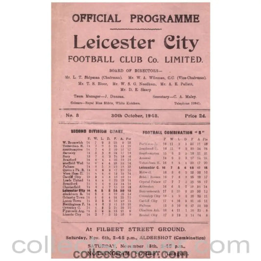 1948 Leicester City V Barnsley Football Programme - Collect Soccer
