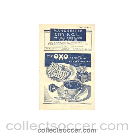 1948 - Manchester City vChelsea official programme 24/01/1948 - Collect Soccer